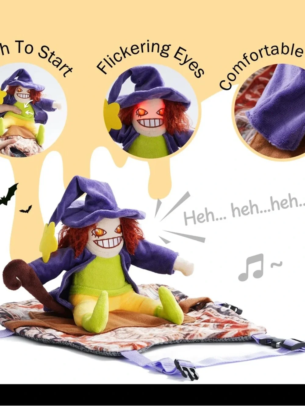 New..Plush Witch Rider Dog Costume - Purple & Green